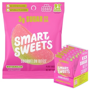 image:imageSmartSweets SweetChews Chewy Candy Gluten Free Plant Based Healthy Snacks for Adults amp Kids Low Sugar Pink Punch amp Cherry Lemonade No Artificial Sweeteners 45g Bags 4 PackSourmelon Bites