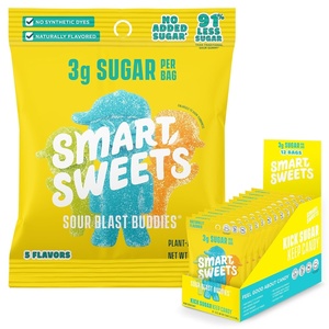 image:imageSmartSweets Variety Pack Gluten Free Gummies Plant Based Snacks for Adults amp Kids Chewy Candy Low Sugar Includes Sweet Fish Sourmelon Bites Peach Rings amp Sour Blast Buddies 50g Bags 8 PackSour Blast Buddies