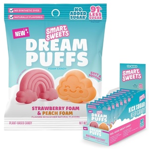image:imageSmartSweets Variety Pack Gluten Free Gummies Plant Based Snacks for Adults amp Kids Chewy Candy Low Sugar Includes Sweet Fish Sourmelon Bites Peach Rings amp Sour Blast Buddies 50g Bags 8 PackDream Puffs 14 Pack