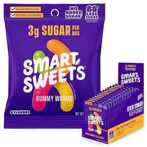 image:imageSmartSweets Variety Pack Gluten Free Gummies Plant Based Snacks for Adults amp Kids Chewy Candy Low Sugar Includes Sweet Fish Sourmelon Bites Peach Rings amp Sour Blast Buddies 50g Bags 8 PackGummy Worms