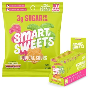 image:imageSmartSweets Variety Pack Gluten Free Gummies Plant Based Snacks for Adults amp Kids Chewy Candy Low Sugar Includes Sweet Fish Sourmelon Bites Peach Rings amp Sour Blast Buddies 50g Bags 8 PackTropical Sours