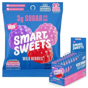 image:imageSmartSweets Variety Pack Gluten Free Gummies Plant Based Snacks for Adults amp Kids Chewy Candy Low Sugar Includes Sweet Fish Sourmelon Bites Peach Rings amp Sour Blast Buddies 50g Bags 8 PackWild Berries